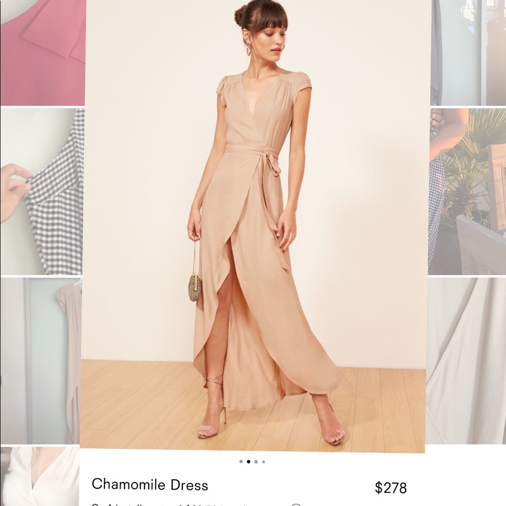 Long wrap Reformation dress with slit